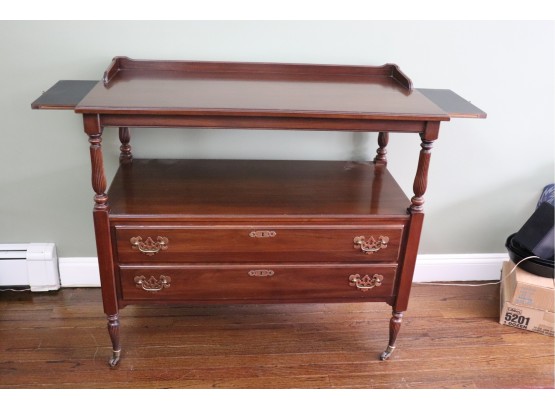 ETHAN ALLEN GEORGETOWN MANOR CHERRY SERVER BUFFET WITH 2 DRAWERS & SIDE EXTENSIONS