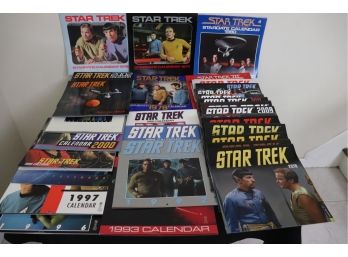 STAR TREK CALENDERS ASSORTED YEARS AND CONDITONS, 33 IN TOTAL INCLUDES 1992-2020, 85,80, 78, 77,76