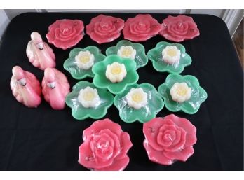 DECORATIVE FLOATING CANDLES INCLUDES FLOWERS & BIRDS GREAT FOR OUTDOORS AND POOL AREA