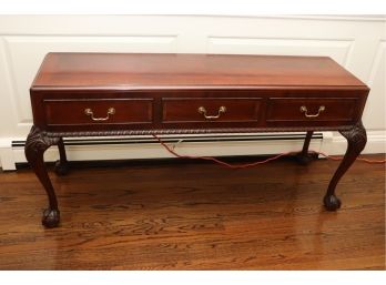 LYONS FURNITURE LINK TAYLOR SOFA TABLE WITH CLAW FEET MEASURES APPROXIMATELY 59 W X 19 D X 27 TALL