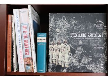 COLLECTION OF BOOKS TITLES INCLUDES LONG ISLAND, TO THE MOON AND NORMAN ROCKWELL