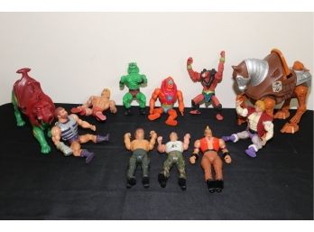 VINTAGE MASTERS OF THE UNIVERSE AND RAMBO ACTION FIGURES INCLUDES BATTLE CAT