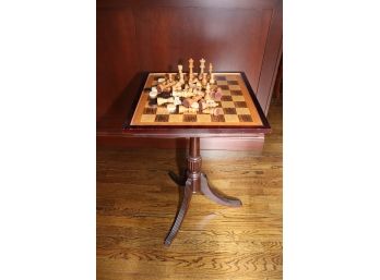 CANTERBURY SQUARE ACCENT GAME TABLE WITH CHESS PIECES MEASURES 17.5 W X 17.5 L X 27
