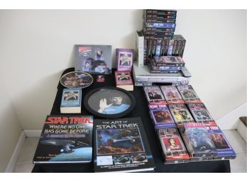 STAR TREK COLLECTIBLES AND VHS TAPES WITH ZENITH VCR