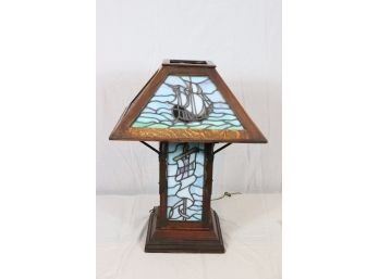 Vintage Stained Glass Nautical Lamp