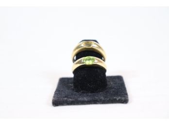 14K YG Matching Ladies Cocktail Rings With Green And Yellow Citrine Stones. 5.0 DWT