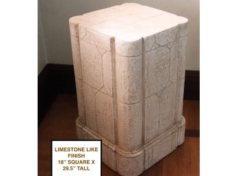 Limestone Like Finish Column Pedestal  18 Inches Sq X 29.5 Inches H