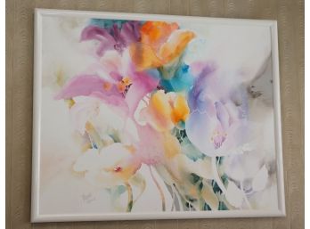 Signed Dorothy Skeados Ganek Contemporary Abstract Artwork In White Frame - 63 Inches W X 51 Inches H