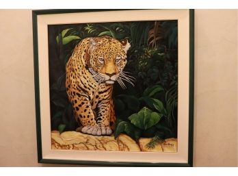 Framed Dont Move Jaguar Giclee Print On Canvas, Signed Doni Kendig  43.75 In Square