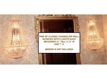 Pair Of Classic Chandelier Wall Sconces With 6 Lights Each