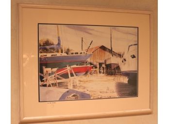 Vintage Rick Mundy Hand Signed Framed Lithograph The Boat Painter #215/1500 - 30 Inches W X 24 Inches H