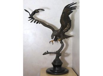 Vintage The Hecklers Eagle Bronze Sculpture, Well Known Artist Chester Fields 5 Foot Edition  Marked 1991 4/75