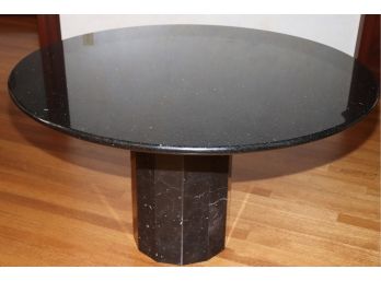 Vintage Black Granite Pedestal 51 In Dia Round Dining Table