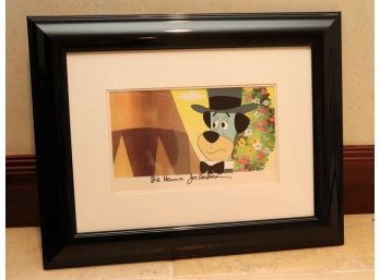 Framed Sericel Of Huckleberry Hound In Top Hat Hand Signed By Bill Hanna & Joe Barbera  23 Inches W X 18.5 InH
