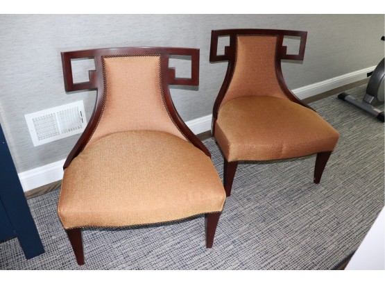 Pair Of Baker Furniture Unique Mid Century Style Upholstered Occasional Chairs