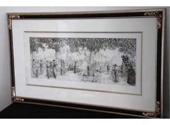 Black & White Line Drawing Museum Print Of Les Champs-Elysees - Chalcographie Du Louvre - 35 Inches W X 21InsH