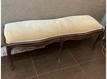 Vintage French Louis Style Bench With Upholstered Camel Mohair Seat