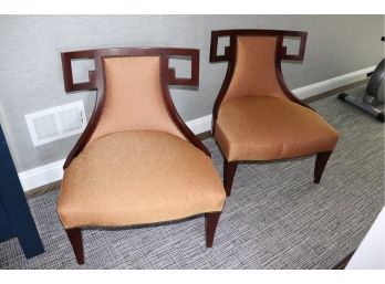 Pair Of Baker Furniture Unique Mid Century Style Upholstered Occasional Chairs