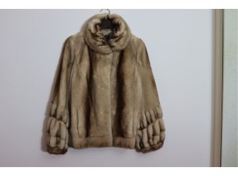 Tsontos Furs  Natural Mink Jacket With Princess Sleeve Detail & Shawl Collar  Womens Size 6(US)