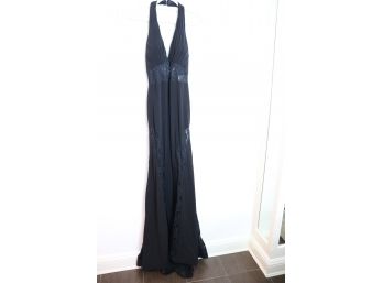 Jovani Black Halter Gown With Inset Lace Detail, Never Worn With Tags  Womens Size 6
