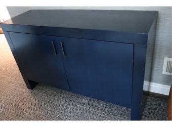 Matte Blue Lacquered Buffet/Console Cabinet With 2 Doors & Gunmetal Finish Hardware