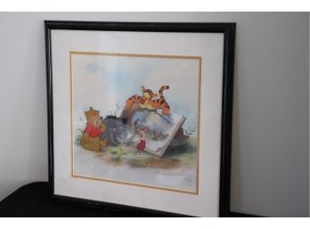Vintage Framed Limited Edition Disney Sericel Of Winnie The Pooh And Storytime Too  22.5 Ins W X 21.5 Ins H