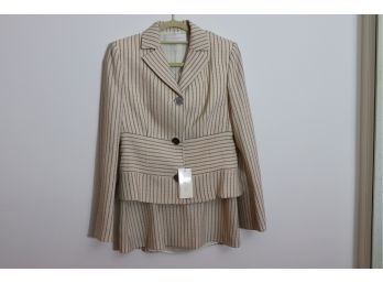 Valentino Roma Pinstripe Style Skirt Suit In Cream & Black  Skirt Size 40(IT) & Jacket Size 44(IT)
