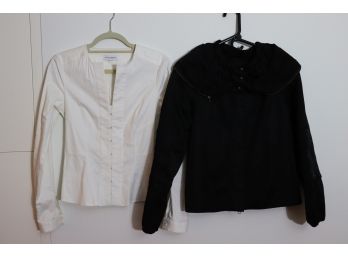 Narcisco Rodriquez White Blouse & Charles Chang Lima Black Nylon Jacket  Womens Size 42(IT) & 4(US)