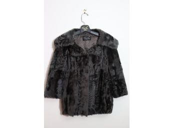 Tsontos Furs  Dark Gray Astracan Fur Jacket With Shawl Collar  Womens Size 6(US)