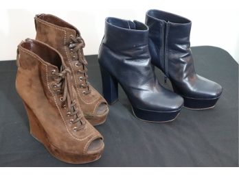 Pair Of Platform High Heel Booties By Miu Miu & OlAutrechose  Womens Shoe Size 38.5 & 39