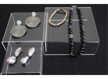 Fine Costume Jewelry  Pamela Macias Faceted Beaded Necklace, R Blanshay Encrusted Crystal Earrings & More