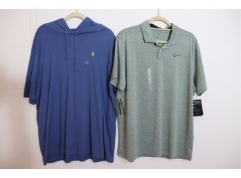 Polo Ralph Lauren Short Sleeve Hoody & Nike Dri-Fit Golf Shirt - Mens Size Large/Extra Large
