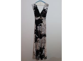 Authentic Roberto Cavalli Knit Engineered Black & Light Colored Print Gown  Womens Size 42(IT)