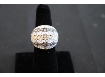 18KT White Gold Ring With Approx. 35 Mixed Color Diamonds Ring Size 6.5