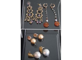 Fine Costume Jewelry  Four Pairs Of Unique Pierced Dangly Earrings