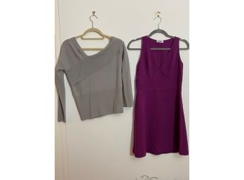 Moschino Sleeveless Cocktail Dress(6) & Michelle Mason Cashmere & Wool Asymmetrical Collar Sweater(Med)