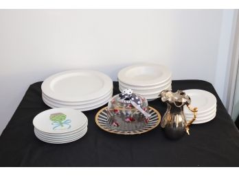 Swid Powell For Calvin Klein Dinnerware, Mackenzie Childs Covered Cake Platter & Assorted Tabletop Items