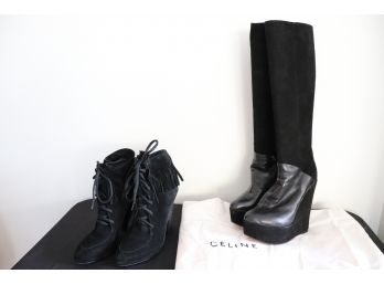 Authentic Cline Platform Knee High Boots And Giuseppe Zanotti Black Suede Bootie - Womens Shoe Size 38.5