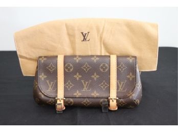 Authentic Louis Vuitton Monogram Leather Double Buckle Fanny Pack/ Waist Belt Bag