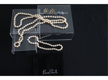 Fine Costume Jewelry  Two Strands Of Erwin Pearl Faux Champagne Pearl Strands With 2 Pairs Of Earrings
