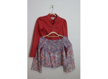Authentic Armani Collezioni Pink Leather Jacket & Intermix Printed Pheasant Shirt  Womens Size 4/Small(US)