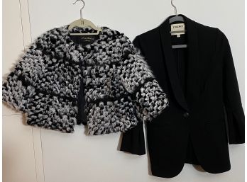 Linda Richards Lux Fur Jacket & LAgence Black Crepe Blazer  Womans Size Small