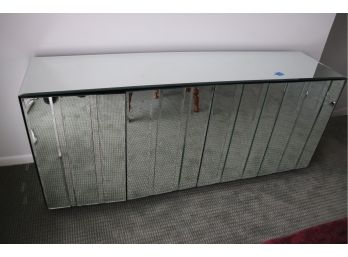 MIRRORED SIDEBOARD CABINET WITH BEVELED EDGE MIRRORED TOP
