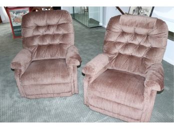 SET OF LAZY BOY CHAIRS ONE IS A RECLINER AND ONE IS A ROCKER