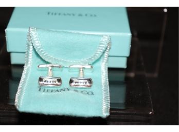 TIFFANY & CO. STERLING CUFFLINKS WITH POUCH AND BOX