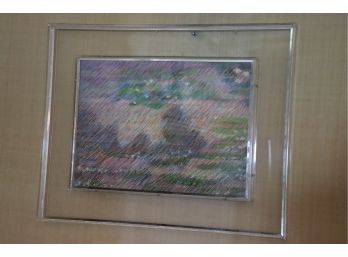MODERN FRAMED LUCITE ARTWORK WITH BEAUTIFUL COLORS
