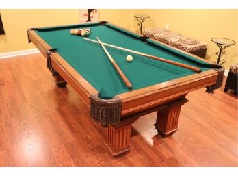 STERLING BILLIARD COMPANY BILLIARDS TABLE, VERY CLEAN IN GOOD CONDITION INCLUDES POOL CUES AND SCORE PIECE