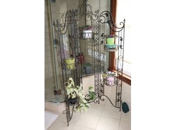 ORNATE METAL PLANT RACK/STAND WITH ASSORTED AFRICAN VIOLET PLANTS