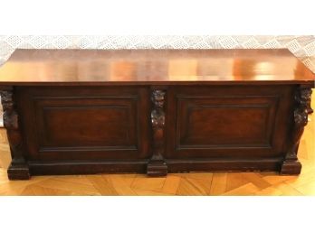 ITALIAN WALNUT CHEST WITH CARVED CARYATID ACCENTS (FEMALE FIGURES) GREAT FOR STORAGE