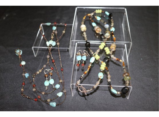 Hand Crafted Costume Jewelry By Sugar Jewlz   46 To 62 Inch Long Semi Precious Stone & Bead Necklaces